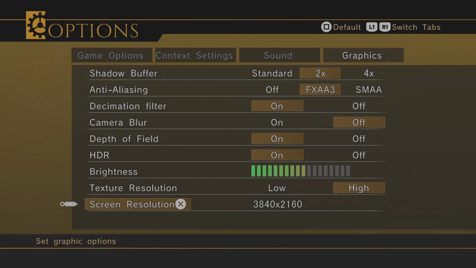 Texture Resolution High selected with 3840x2160 screen resolution in Enhanced Remaster